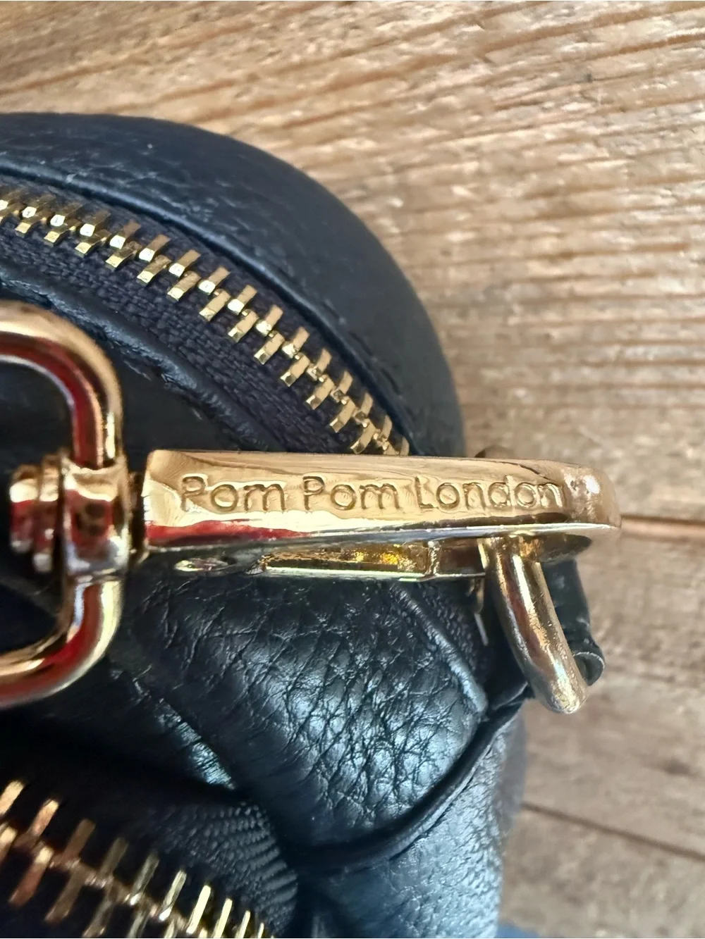 Pom Pom London Mayfair Black Leather Crossbody Camera Bag Double Zip - Picture 5 of 11